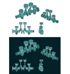 Piston Group With Crankshaft Color Blueprints