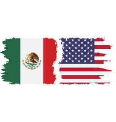 United States And Mexico Grunge Flags Connection