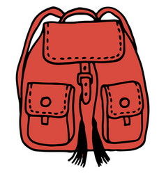 Red Backpack Icon School Bag Hiking Symbol