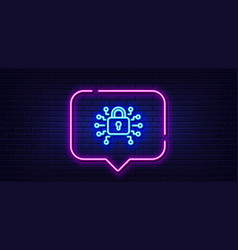 Security Lock Line Icon Cyber Defence Sign Neon