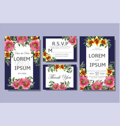 Wedding Invitation With Pink And Yellow Flowers