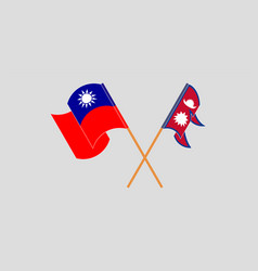 Crossed And Waving Flags Of Nepal And Taiwan