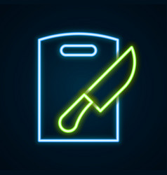 Glowing Neon Line Cutting Board And Knife Icon