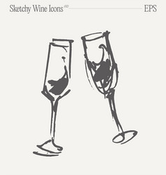 Sketch Of A Two Wine Glasses With Splash Drinks