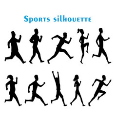 Sport Silhouettes Men And Women Set Runners