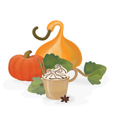 Pumpkin Spice Latte With Cream Fall Season Drink