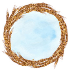 Watercolor Fall Wreath With Ears Of Wheat