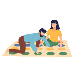 Young Couple Playing Twister At Floor People