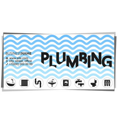 Business Card With Water Waves For Plumber