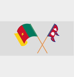 Crossed And Waving Flags Of Nepal And Cameroon