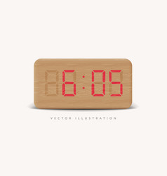 Realistic Modern Wooden Digital Clock Mockup