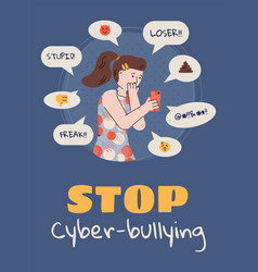 Stop Cyberbullying - Sad Girl Reading Bully Texts