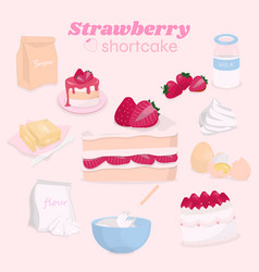 Strawberry Shortcake Recipe On White Background