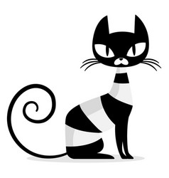 Black Cat Sitting Cartoon