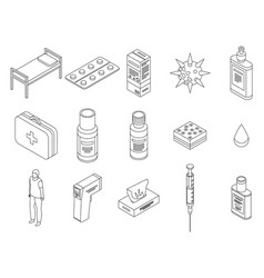 Chicken Pox Icons Set Outline