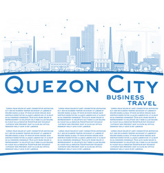 Outline Quezon City Philippines Skyline With Blue