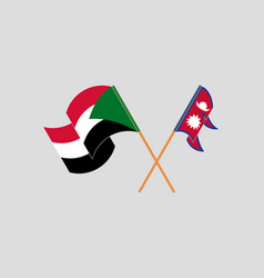 Crossed And Waving Flags Of Nepal And Sudan