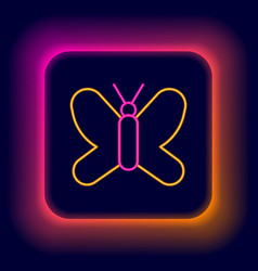 Glowing Neon Line Butterfly Icon Isolated On Black