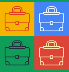 Pop Art Line Briefcase Icon Isolated On Color