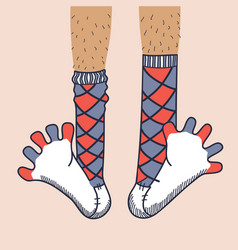 Socks On Man Legs Hand Drawn Line Style