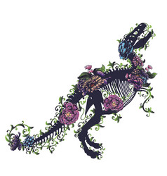 Trex Skeleton With Flowers