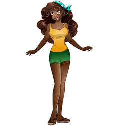 African Teenage Girl In Tanktop And Short Pants