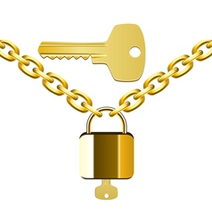 Metal chain and lock Royalty Free Vector Image