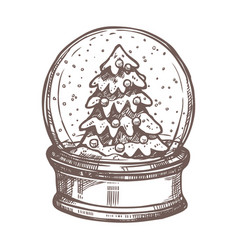 Christmas Card With Snowglobe In Sketch Style