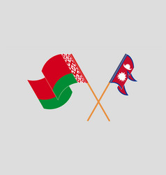 Crossed And Waving Flags Of Nepal And Belarus