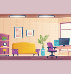 Living Room Interior Concept In Flat Cartoon