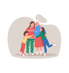 Family Hug On Christmas Flat Color Faceless