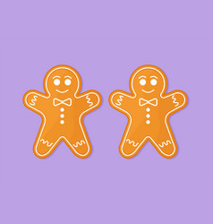 Character Flat Drawing Two Gingerbread Man Icing