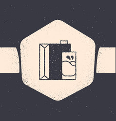 Grunge Paper Package For Milk And Glass Icon