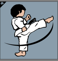 Karate High Kick Emblem Martial Art Colored