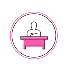 Filled Outline Schoolboy Sitting At Desk Icon