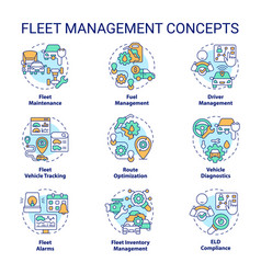 Fleet Management Multi Color Concept Icons