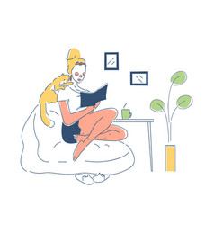 Woman Reading At Home Simple