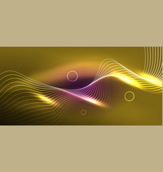 Neon Lines And Waves Abstract Background Techno