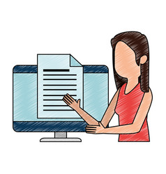 Woman Teaching In Computer Character