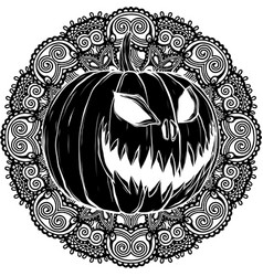 Black Silhouette Of Mandala Halloween Pumpkin