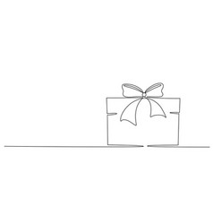 Gift Box With Bow Hand Drawing Single Line