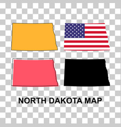 Set Of North Dakota Map United States America