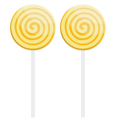 Yellow Sweet Lolipops On A White Background