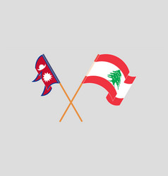 Crossed And Waving Flags Of Nepal And Lebanon