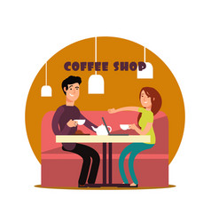 Happy Young Couple Working In Coffee Shop