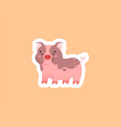 Cute Standing Pink Pig With Spots Sticker Flat