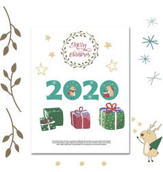 Hand Drawn Flat Clip Art Greeting Card Happy New