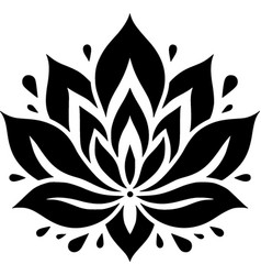 Lotus Flower - Black And White Isolated Icon