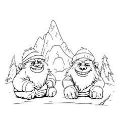 Sketch Of Two Funny Gnomes On The Background