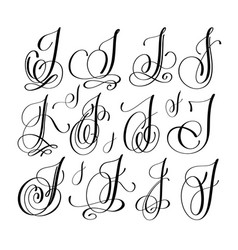 Calligraphy lettering script font k set han Vector Image